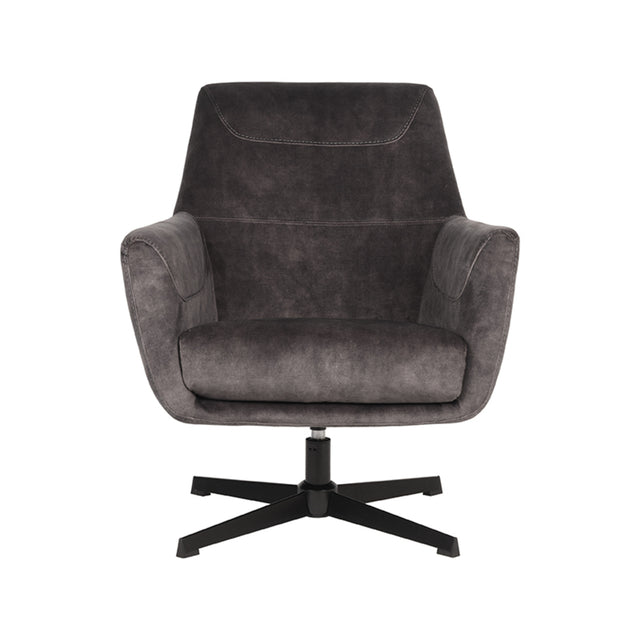 LABEL51 Fauteuil Toby - Antraciet - Velours van LABEL51 – Luxe comfort op maat van PureWonen. Vraag naar de beste prijs.