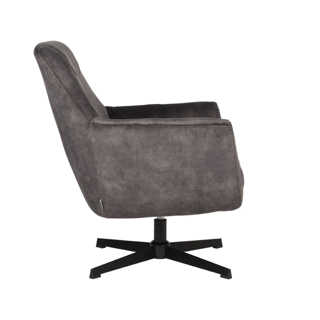 LABEL51 Fauteuil Toby - Antraciet - Velours van LABEL51 – Luxe comfort op maat van PureWonen. Vraag naar de beste prijs.