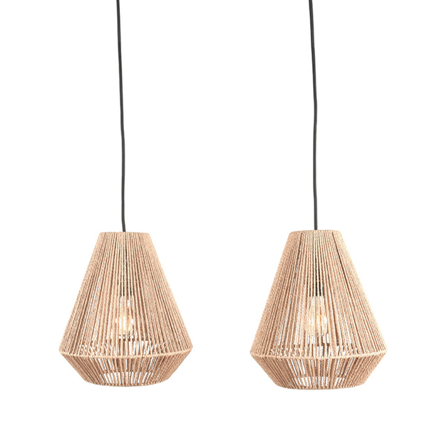 LABEL51 Hanglamp Ibiza - Naturel - Jute - 2-Lichts van LABEL51 – Luxe comfort op maat van PureWonen. Vraag naar de beste prijs.