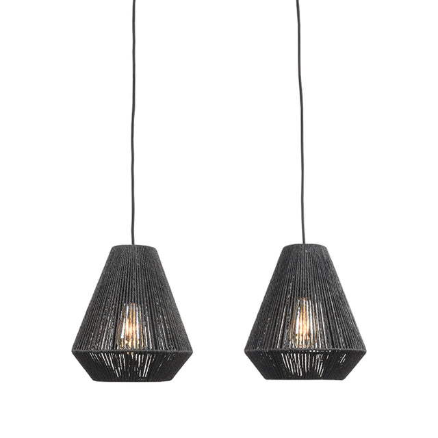 LABEL51 Hanglamp Ibiza - Zwart - Jute - 2-Lichts van LABEL51 - laagste prijs offerte van PureWonen