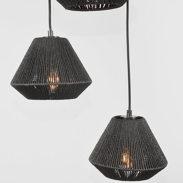 LABEL51 Hanglamp Ibiza - Zwart - Jute - 3-Lichts van LABEL51 - laagste prijs offerte van PureWonen