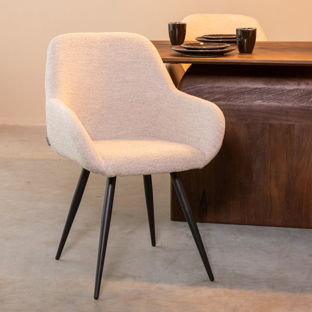 LABEL51 Eetkamerstoel Fender - Naturel - Boucle van LABEL51 - laagste prijs offerte van PureWonen