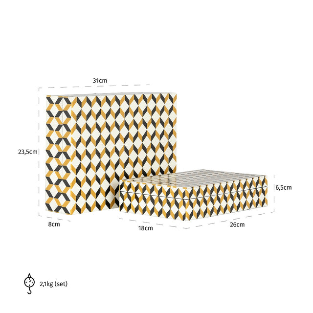 Opbergbox Frences set van 2 (Black/gold) van Richmond Interiors – Luxe comfort op maat van PureWonen. Vraag naar de beste prijs.