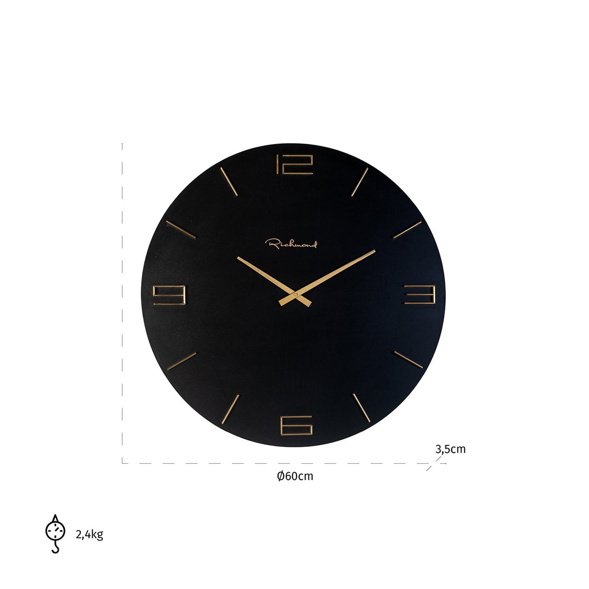 Klok Byram (Black/gold) van Richmond Interiors – Luxe comfort op maat van PureWonen. Vraag naar de beste prijs.