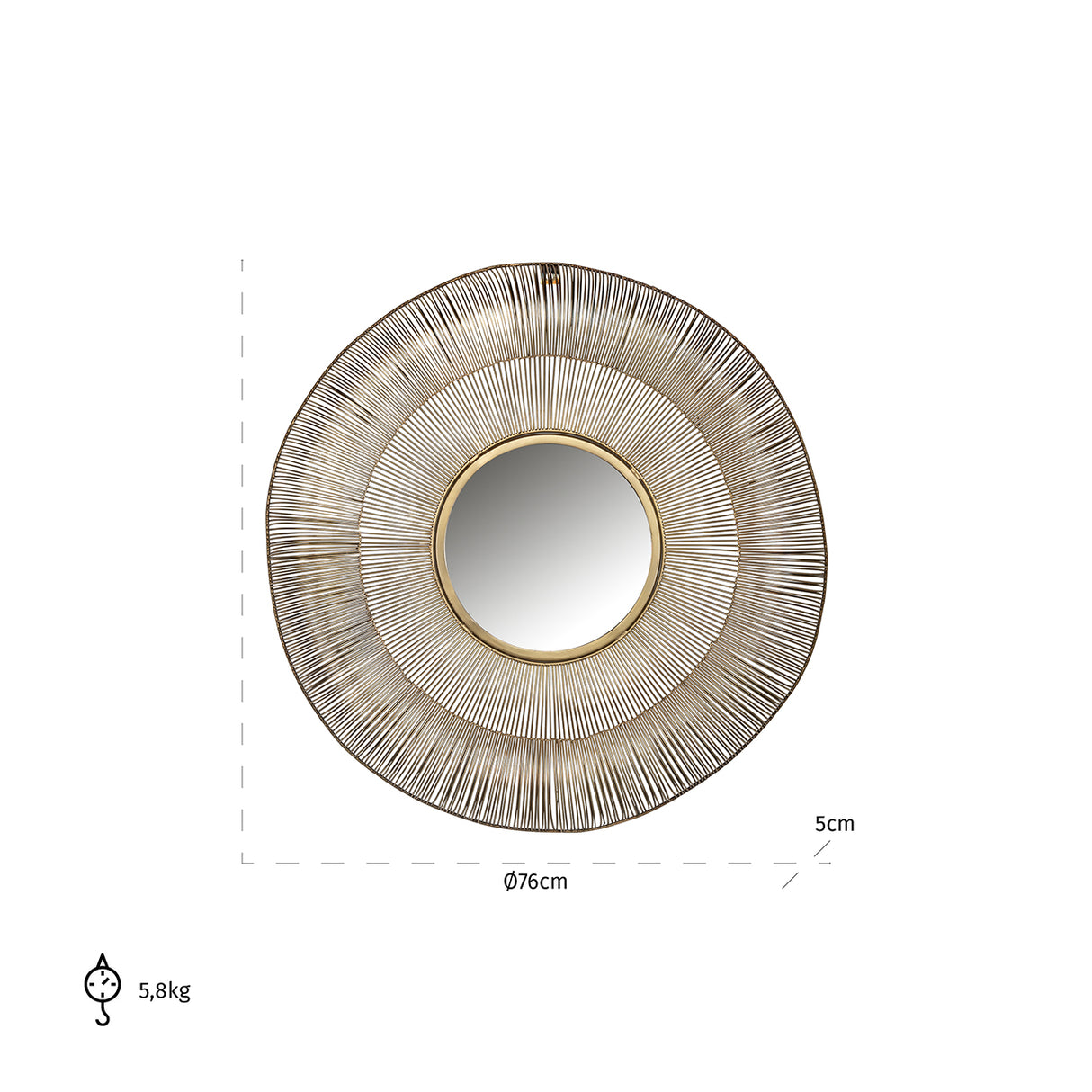Spiegel Aliza 75Ø (Brushed Gold) van Richmond Interiors - laagste prijs offerte van PureWonen