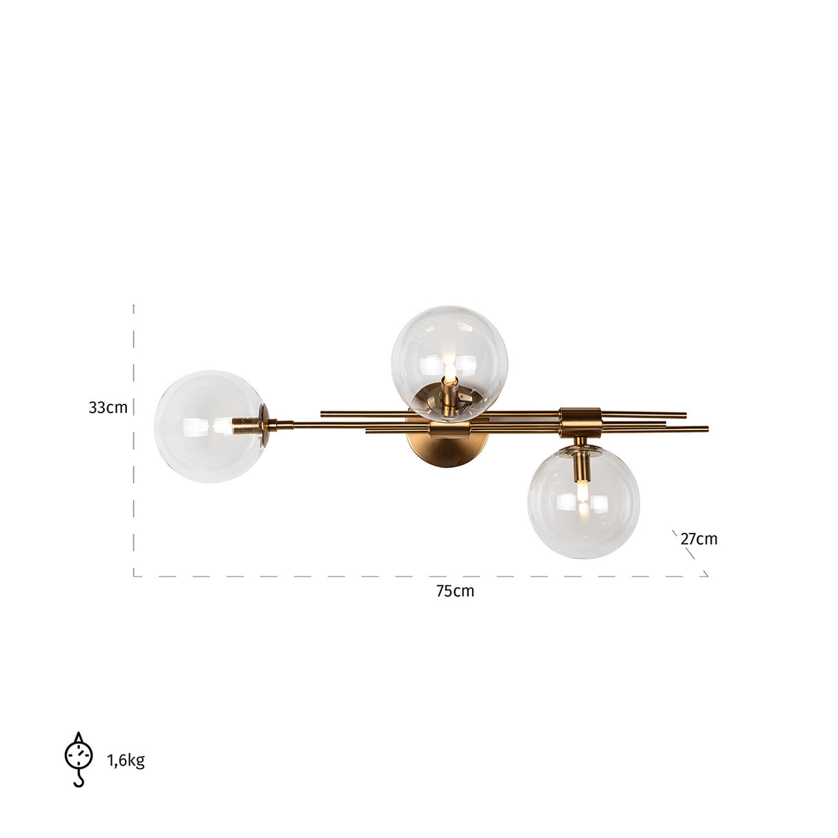 Wandlamp Davine (Brushed Gold) van Richmond Interiors – Luxe comfort op maat van PureWonen. Vraag naar de beste prijs.