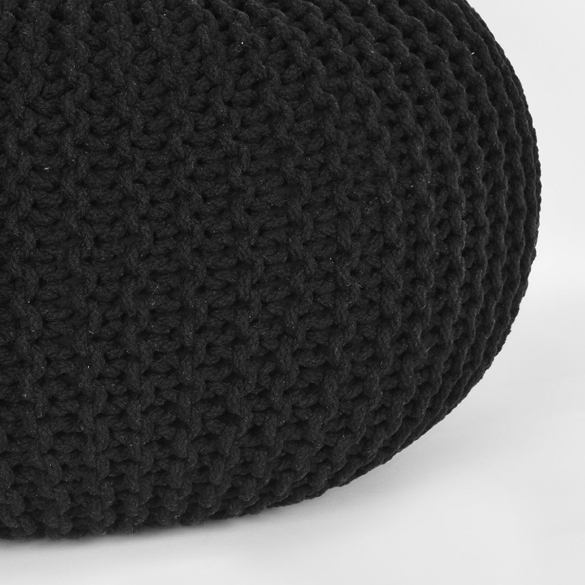 LABEL51 Poef Knitted - Zwart - Katoen - L van LABEL51 - laagste prijs offerte van PureWonen