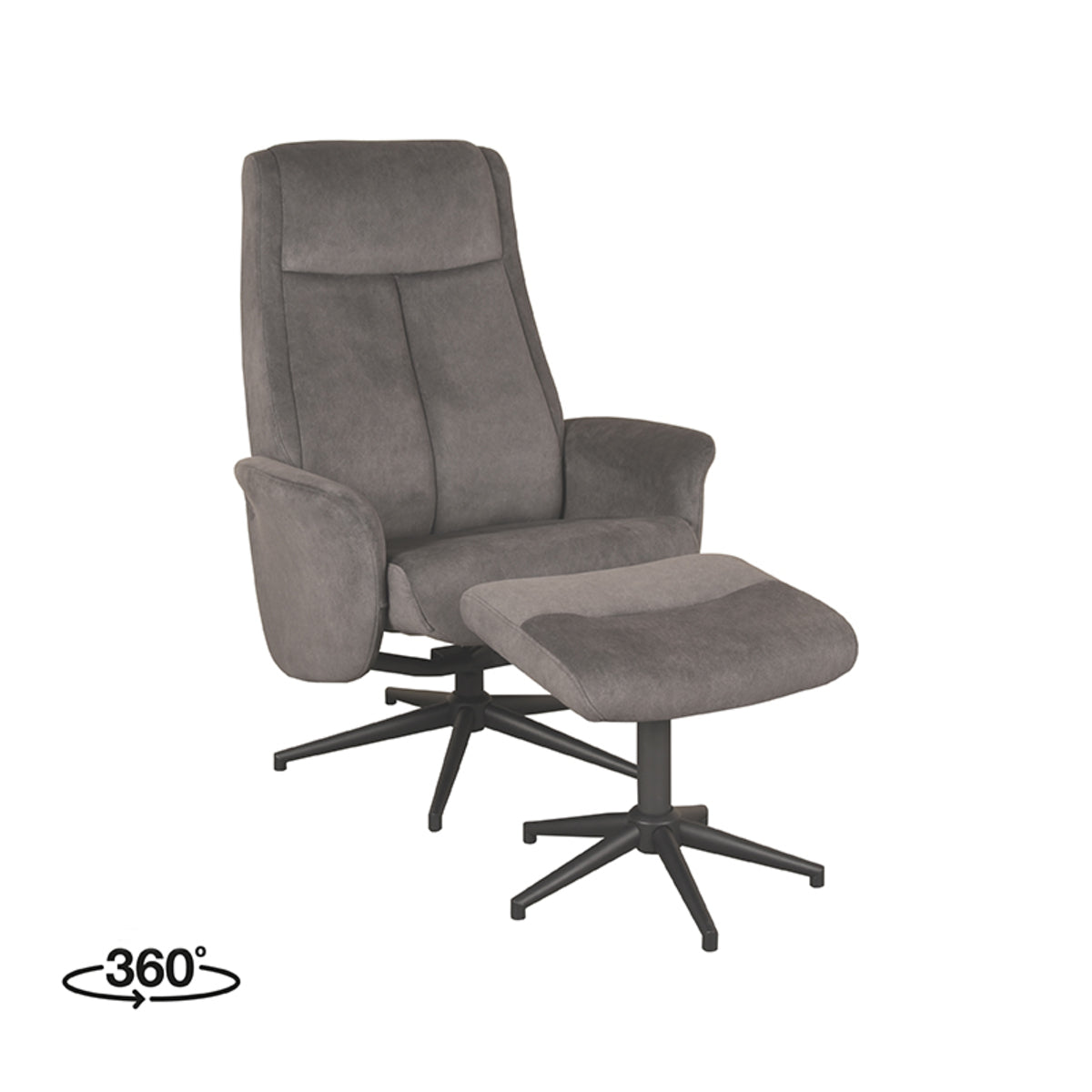 LABEL51 Fauteuil Bergen - Antraciet - Cosmo - Incl. Hocker van LABEL51 – Luxe comfort op maat van PureWonen. Vraag naar de beste prijs.