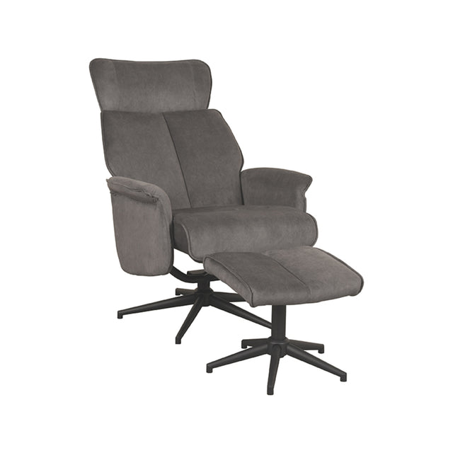 LABEL51 Fauteuil Verdal - Antraciet - Cosmo - Incl. Hocker van LABEL51 – Luxe comfort op maat van PureWonen. Vraag naar de beste prijs.