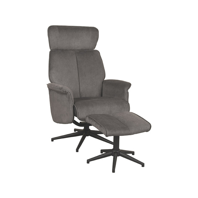 LABEL51 Fauteuil Verdal - Antraciet - Cosmo - Incl. Hocker van LABEL51 – Luxe comfort op maat van PureWonen. Vraag naar de beste prijs.