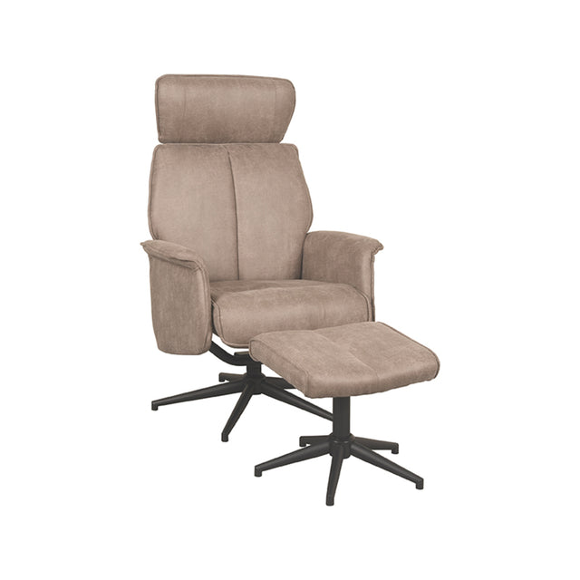 LABEL51 Fauteuil Verdal - Taupe - Micro Suede - Incl. Hocker van LABEL51 - laagste prijs offerte van PureWonen