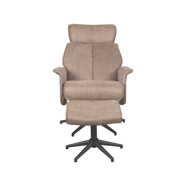 LABEL51 Fauteuil Verdal - Taupe - Micro Suede - Incl. Hocker van LABEL51 - laagste prijs offerte van PureWonen