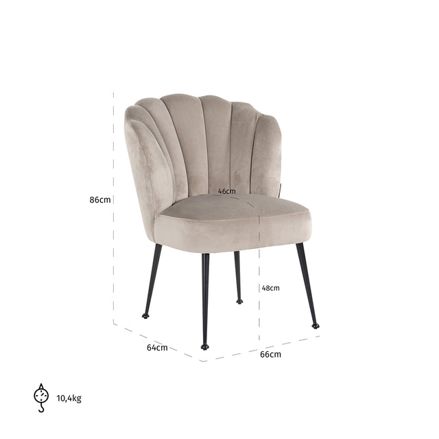 Stoel Pippa khaki velvet / black (Quartz Khaki 903) van Richmond Interiors – Luxe comfort op maat van PureWonen. Vraag naar de beste prijs.