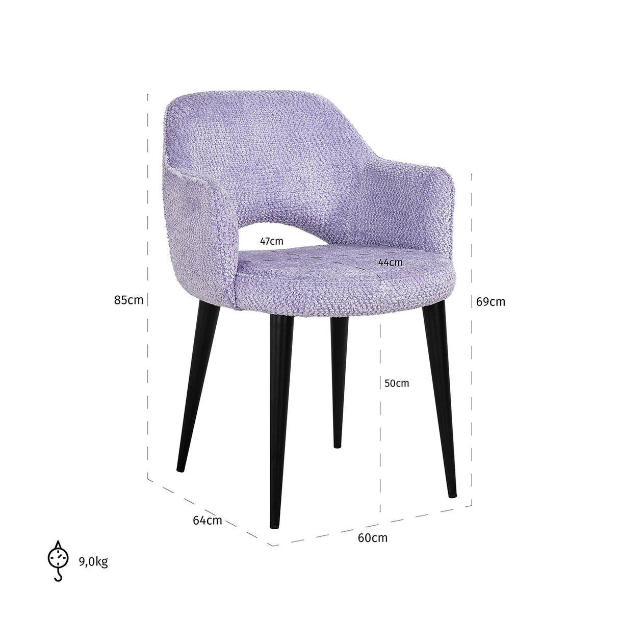 Stoel Giovanna lovely lavender (Be lovely 95 lavender) van Richmond Interiors – Luxe comfort op maat van PureWonen. Vraag naar de beste prijs.
