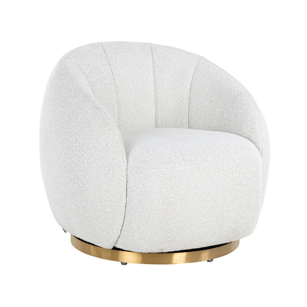Lounge stoel Jago white bouclé swivel