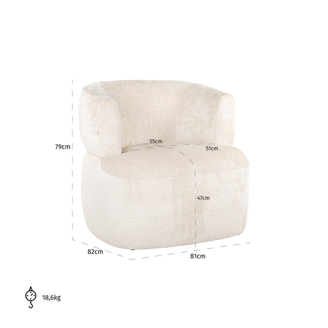 Fauteuil Donna white chenille (Bergen 900 white chenille) van Richmond Interiors – Luxe comfort op maat van PureWonen. Vraag naar de beste prijs.