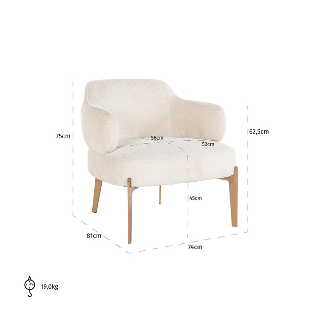 Fauteuil Venus white chenille (Bergen 900 white chenille) van Richmond Interiors – Luxe comfort op maat van PureWonen. Vraag naar de beste prijs.
