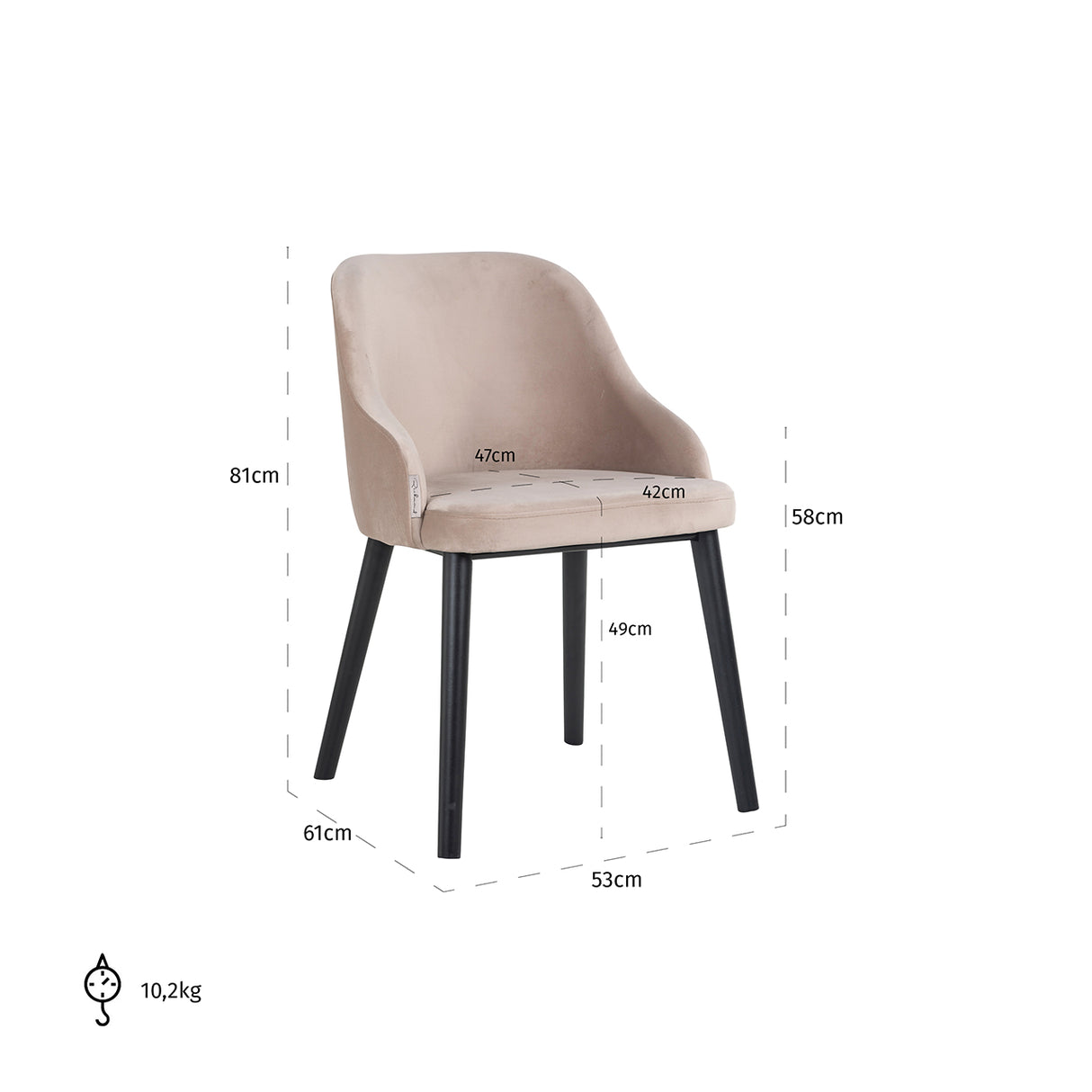 Stoel Twiggy khaki velvet (Quartz Khaki 903) van Richmond Interiors – Luxe comfort op maat van PureWonen. Vraag naar de beste prijs.