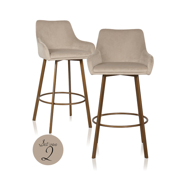 Barstoel Cressida high back khaki velvet (set of 2) (Quartz Khaki 903) van Richmond Interiors – Luxe comfort op maat van PureWonen. Vraag naar de beste prijs.