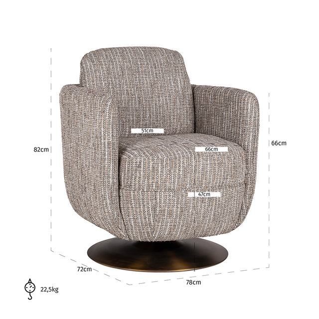 Draaifauteuil Turner beige coco (Beige) van Richmond Interiors – Luxe comfort op maat van PureWonen. Vraag naar de beste prijs.