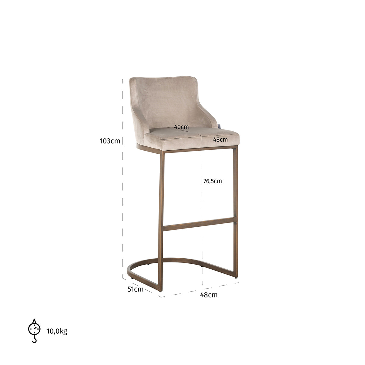 Barstoel Bolton khaki velvet / brushed gold fire retardant (FR-Quartz 903 Khaki) van Richmond Interiors – Luxe comfort op maat van PureWonen. Vraag naar de beste prijs.
