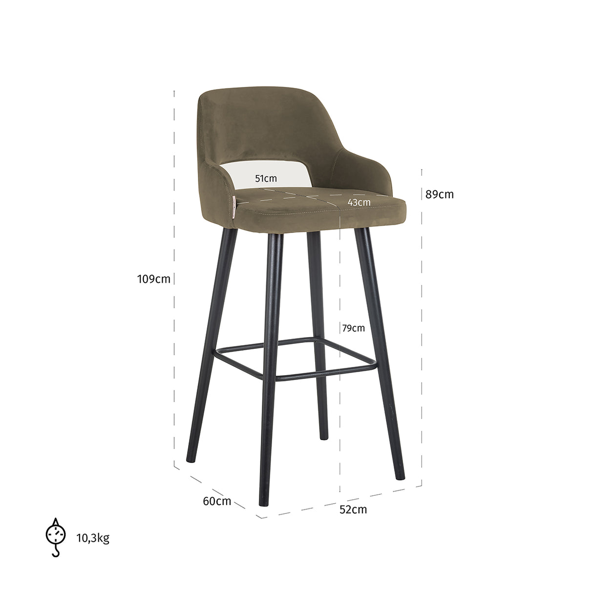 Barstoel Antony shitake seven (Seven Shitake 124) van Richmond Interiors - laagste prijs offerte van PureWonen