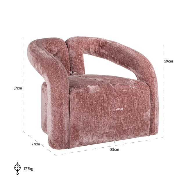 Fauteuil Dana rose chenille (Bergen 705 rose chenille) van Richmond Interiors – Luxe comfort op maat van PureWonen. Vraag naar de beste prijs.