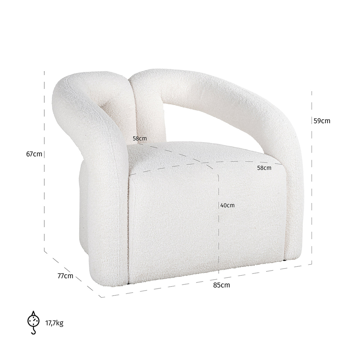 Fauteuil Dana white furry (Himalaya 900 white furry) van Richmond Interiors – Luxe comfort op maat van PureWonen. Vraag naar de beste prijs.