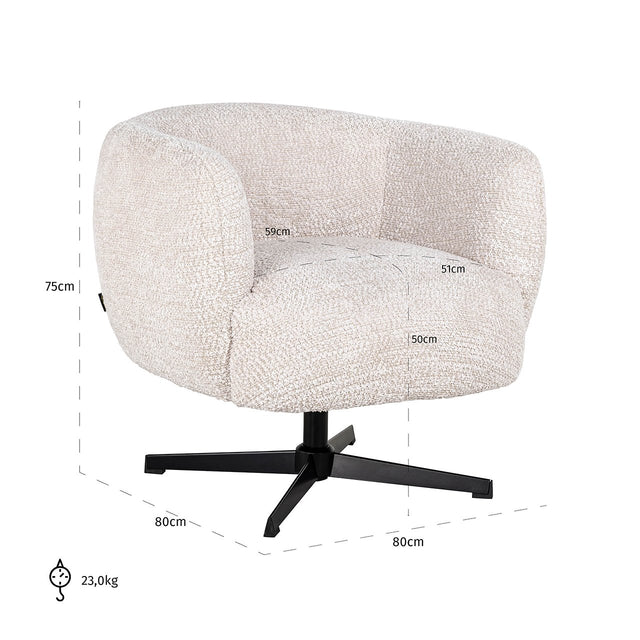 Draaifauteuil Estelle Lovely Cream (Be Lovely 11 Cream) van Richmond Interiors – Luxe comfort op maat van PureWonen. Vraag naar de beste prijs.