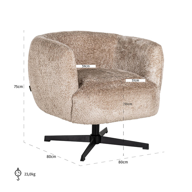 Draaifauteuil Estelle Sheep Nature (Sheep 01 nature) van Richmond Interiors – Luxe comfort op maat van PureWonen. Vraag naar de beste prijs.