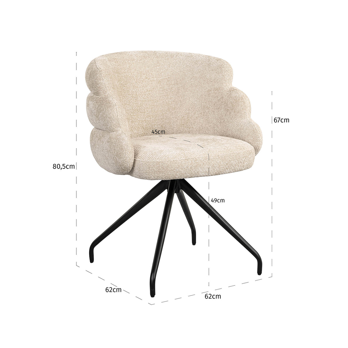 Draaistoel Kayla cream unicorn (Unicorn 11 cream) van Richmond Interiors – Luxe comfort op maat van PureWonen. Vraag naar de beste prijs.