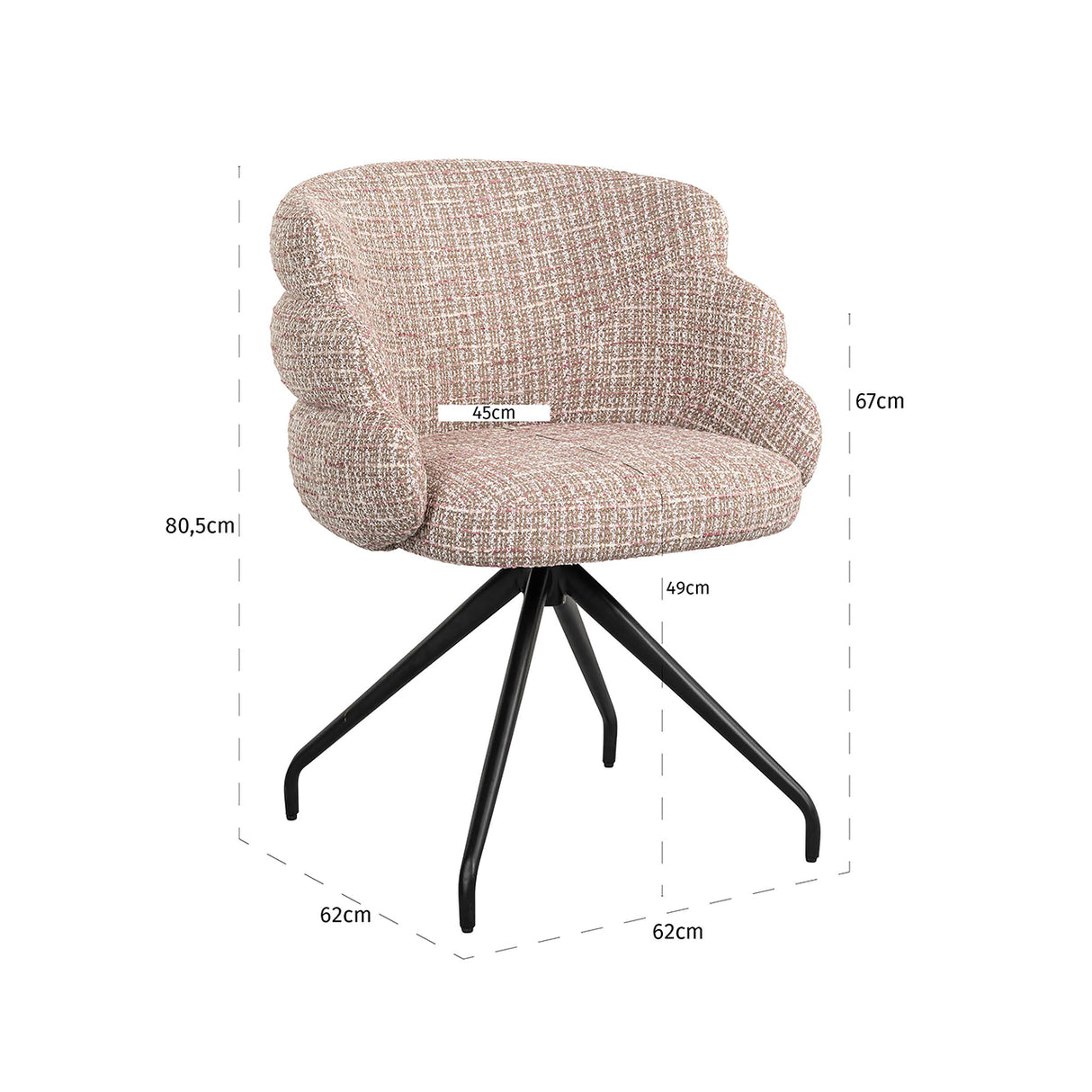 Draaistoel Kayla trendy rose (Be trendy 1673 rose) van Richmond Interiors – Luxe comfort op maat van PureWonen. Vraag naar de beste prijs.