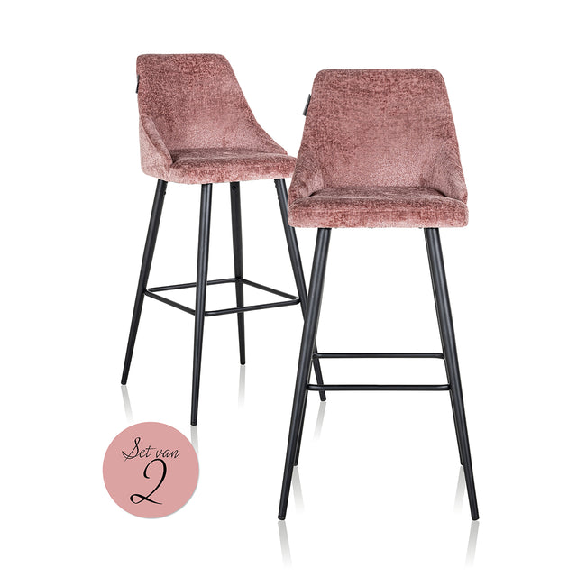 Bar stoel Brooke rose chenille (set van 2) (Bergen 705 rose chenille) van Richmond Interiors – Luxe comfort op maat van PureWonen. Vraag naar de beste prijs.