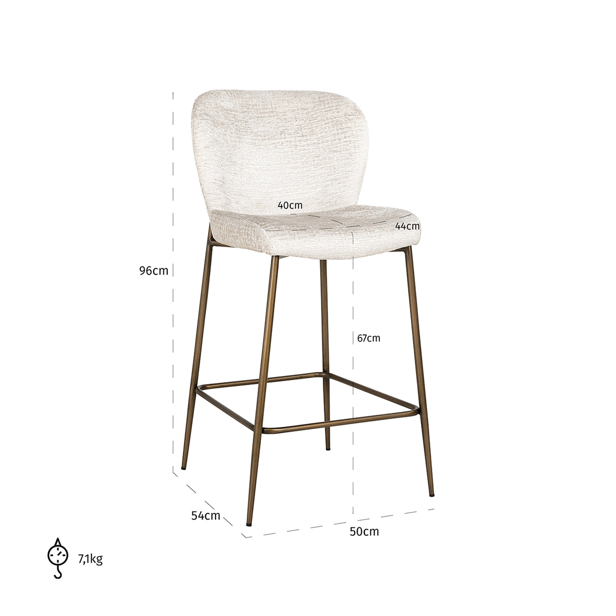 Counterstoel Darby cream fusion (Fusion cream 02) van Richmond Interiors – Luxe comfort op maat van PureWonen. Vraag naar de beste prijs.