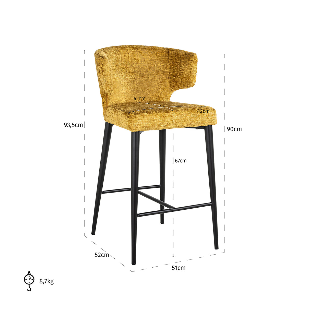 Counterstoel Taylor mustard fusion (Fusion mustard 06) van Richmond Interiors – Luxe comfort op maat van PureWonen. Vraag naar de beste prijs.