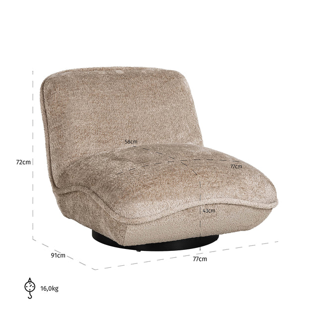 Fauteuil Ophelia sheep nature (Sheep 01 nature) van Richmond Interiors – Luxe comfort op maat van PureWonen. Vraag naar de beste prijs.