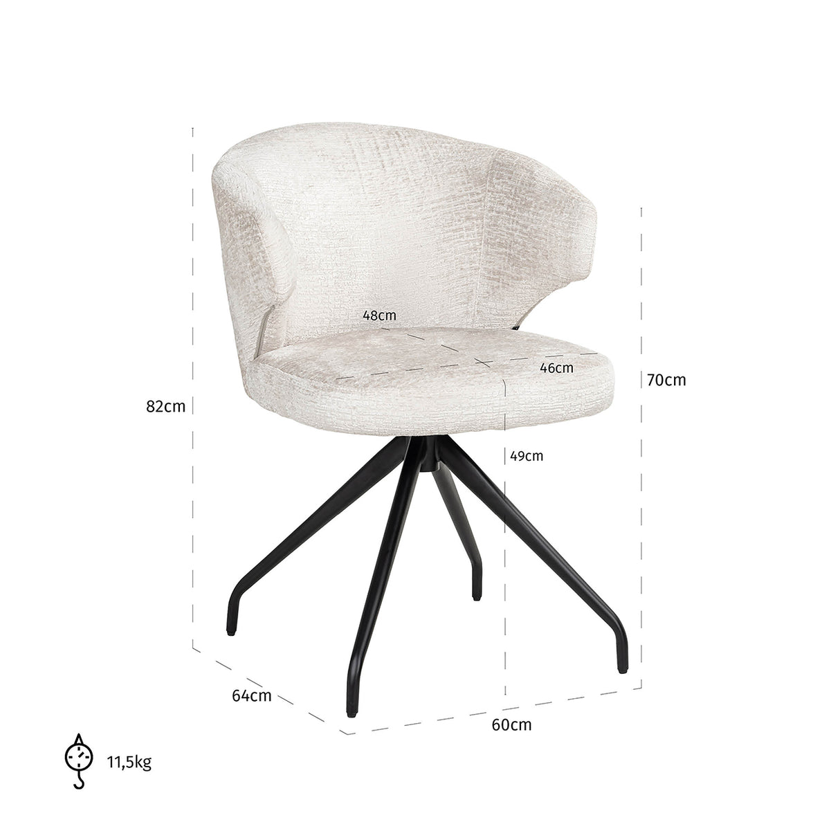 Draaistoel Milly cream fusion (Fusion cream 02) van Richmond Interiors – Luxe comfort op maat van PureWonen. Vraag naar de beste prijs.