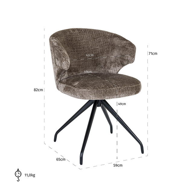 Draaistoel Milly stone chenille (Niagara 104 Stone Chenille) van Richmond Interiors – Luxe comfort op maat van PureWonen. Vraag naar de beste prijs.