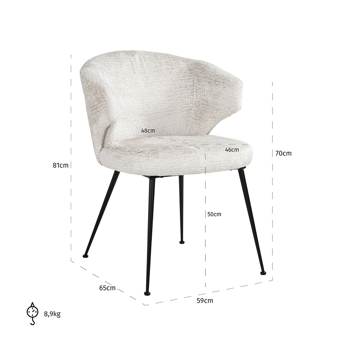 Stoel Xandra cream fusion (Fusion cream 02) van Richmond Interiors – Luxe comfort op maat van PureWonen. Vraag naar de beste prijs.