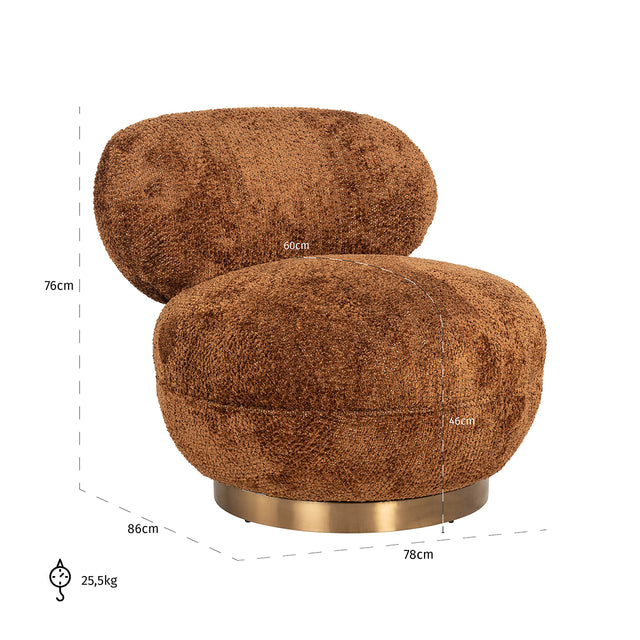 Draaifauteuil Jace Lovely cinnamon (Be Lovely 603 Cinnamon) van Richmond Interiors – Luxe comfort op maat van PureWonen. Vraag naar de beste prijs.