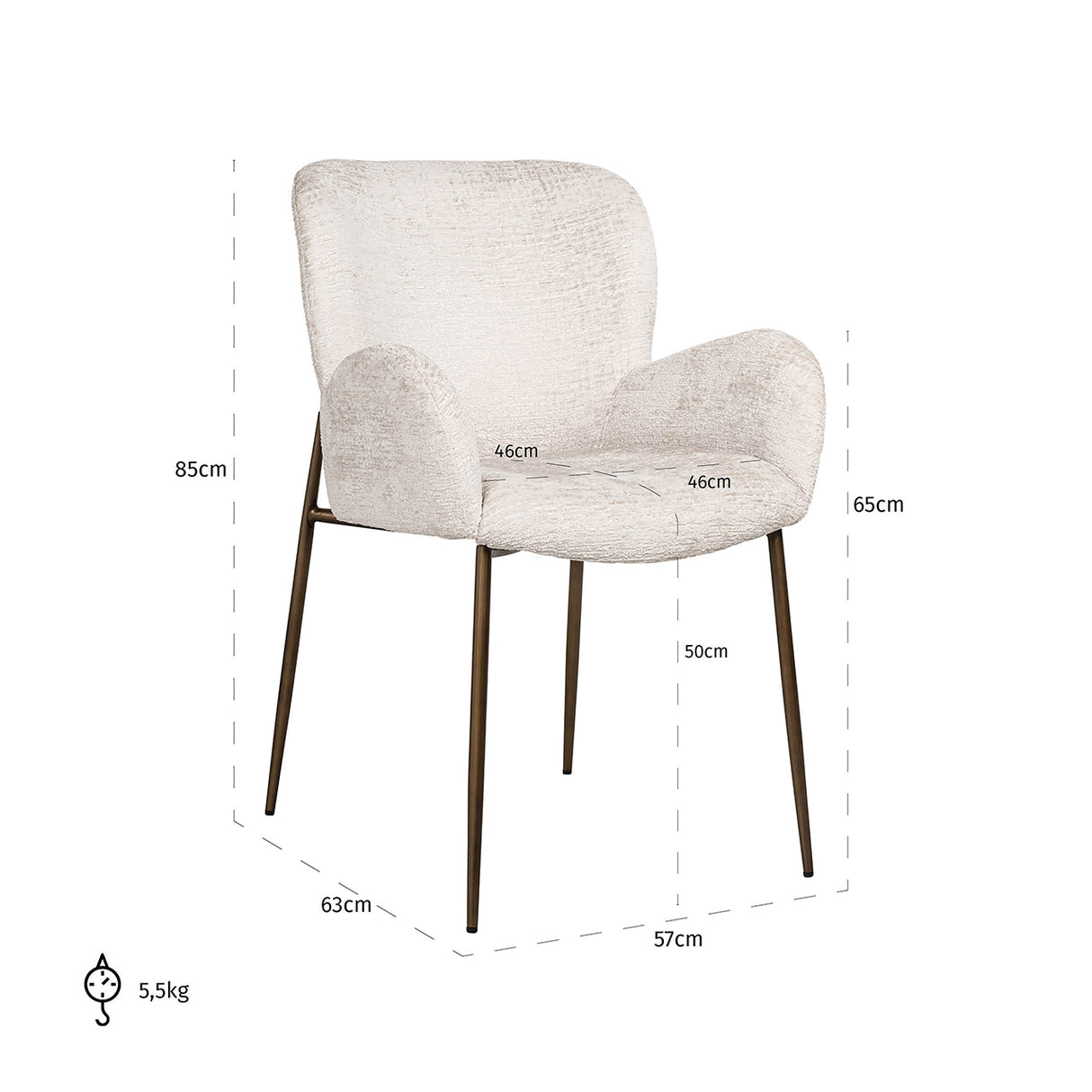 Stoel Amber cream fusion fire retardant (FR-Fusion 02 Cream) van Richmond Interiors – Luxe comfort op maat van PureWonen. Vraag naar de beste prijs.