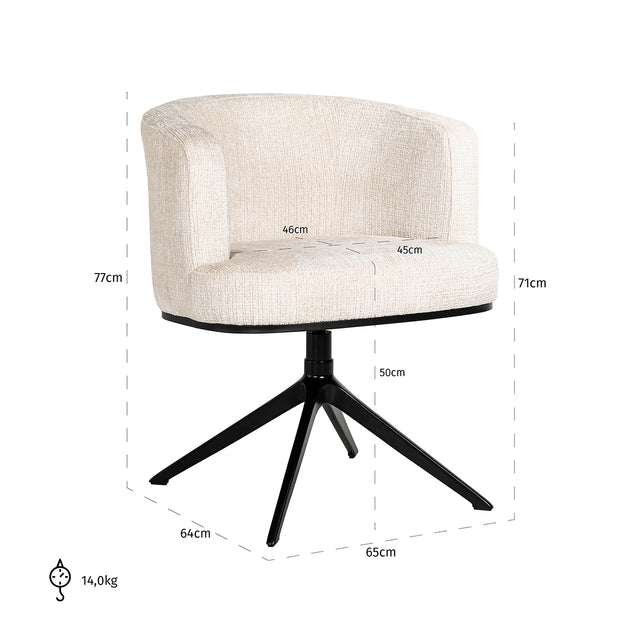 Draaistoel Cheyenne beige chenille (Niagara 902 beige Chenille) van Richmond Interiors – Luxe comfort op maat van PureWonen. Vraag naar de beste prijs.