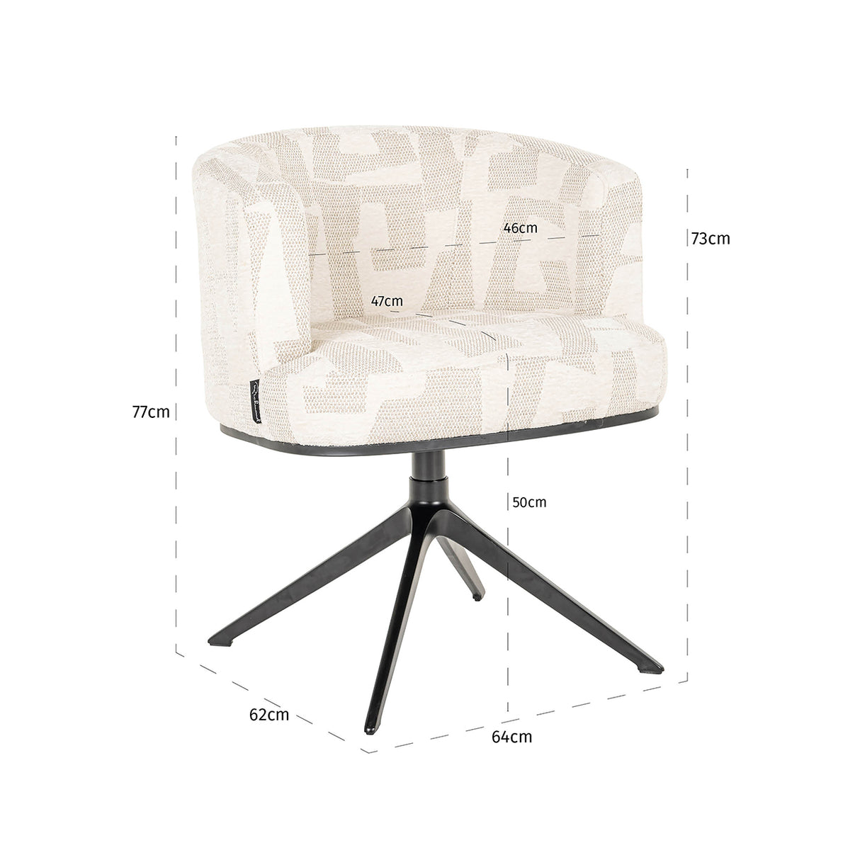 Draaifauteuil Cheyenne beige graffic (Beige graffic) van Richmond Interiors – Luxe comfort op maat van PureWonen. Vraag naar de beste prijs.
