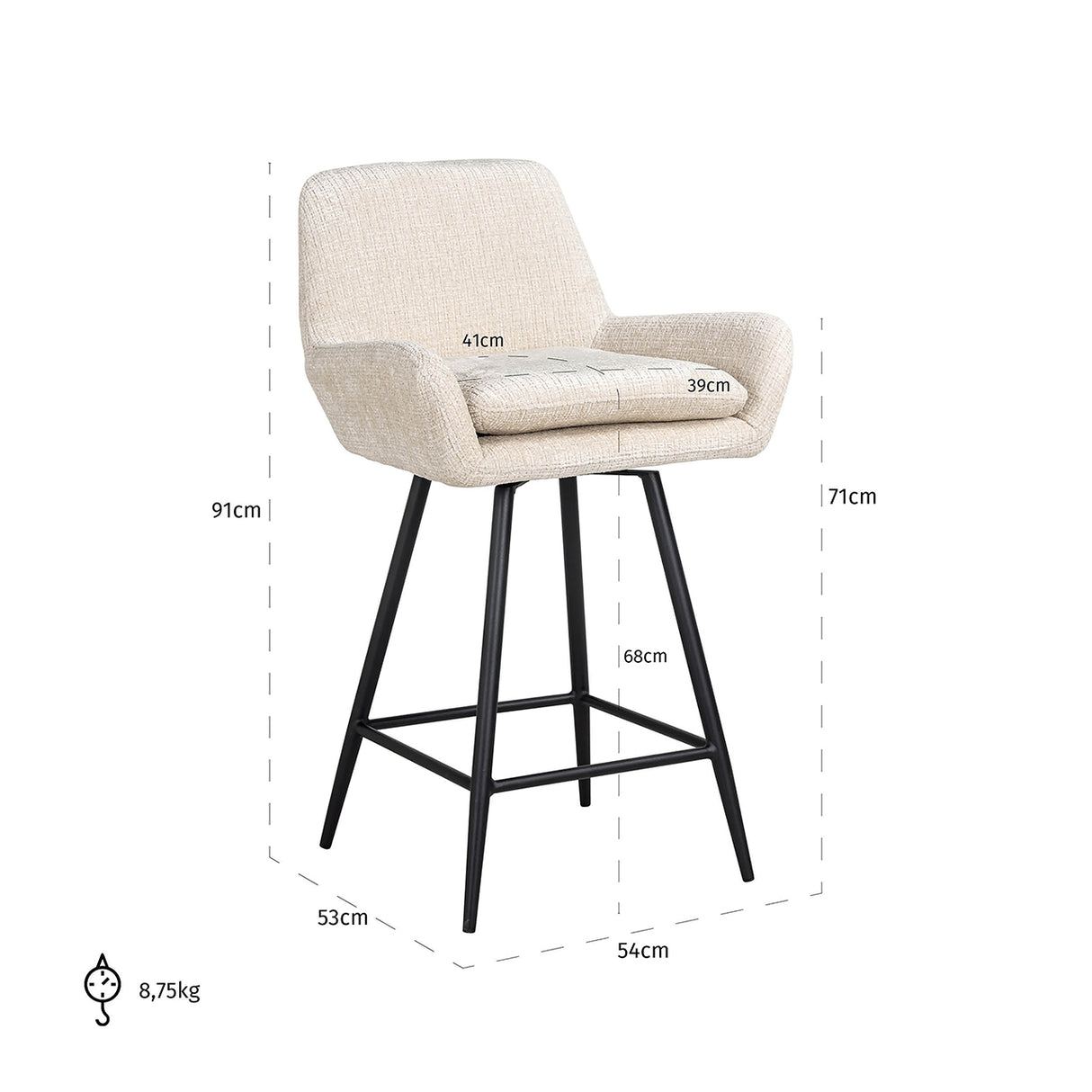 Counterstoel Linsey beige chenille (Niagara 902 beige Chenille) van Richmond Interiors – Luxe comfort op maat van PureWonen. Vraag naar de beste prijs.