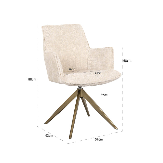 Draaistoel met arm Dakota beige chenille (Niagara 902 beige Chenille) van Richmond Interiors – Luxe comfort op maat van PureWonen. Vraag naar de beste prijs.