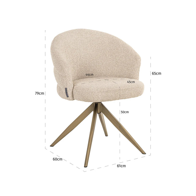 Eetkamerstoel Zendaya biscotti swivel fire retardant