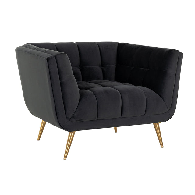 Fauteuil Huxley Antraciet velvet / Brushed gold (Quartz Antraciet 801) van Richmond Interiors – Luxe comfort op maat van PureWonen. Vraag naar de beste prijs.