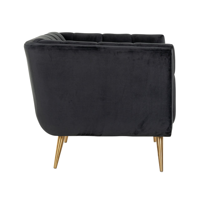 Fauteuil Huxley Antraciet velvet / Brushed gold (Quartz Antraciet 801) van Richmond Interiors – Luxe comfort op maat van PureWonen. Vraag naar de beste prijs.