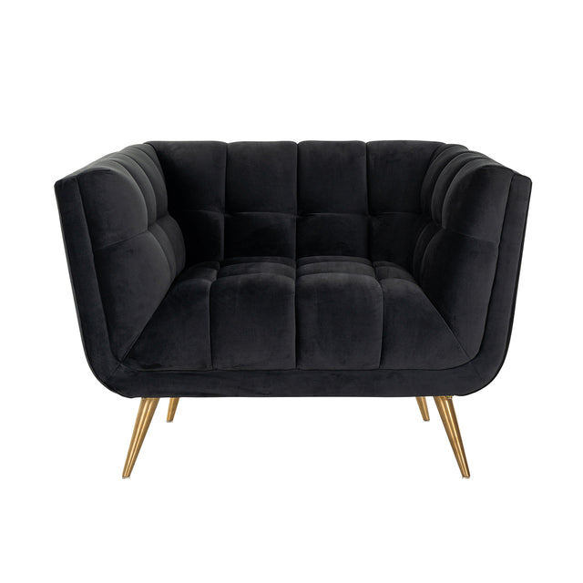 Fauteuil Huxley Antraciet velvet / Brushed gold (Quartz Antraciet 801) van Richmond Interiors – Luxe comfort op maat van PureWonen. Vraag naar de beste prijs.