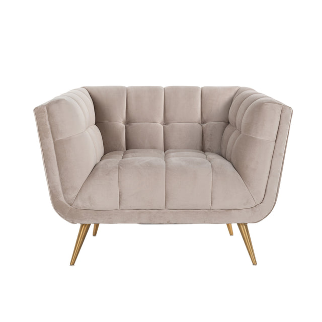 Fauteuil Huxley Khaki velvet / Brushed gold (Quartz Khaki 903) van Richmond Interiors – Luxe comfort op maat van PureWonen. Vraag naar de beste prijs.